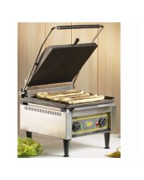 Roller Grill PANINI LISSE Contact Grill With Timer Plate: Top Groove, Bottom Flat