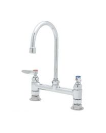 T&S B-0320 8" Centers Double Pantry Faucet C/W Rigid Gooseneck & Lever Handles