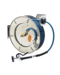 T&S B-7142-01 50ft Stainless Steel Retractable Open Hose Reel C/With 3/8" Id & Rear Trigger