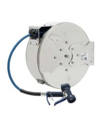 T&S B-7142-C05 50ft Stainless Steel Retractable Enclosed Hose Reel C/With 3/8" Id & Front Trigger