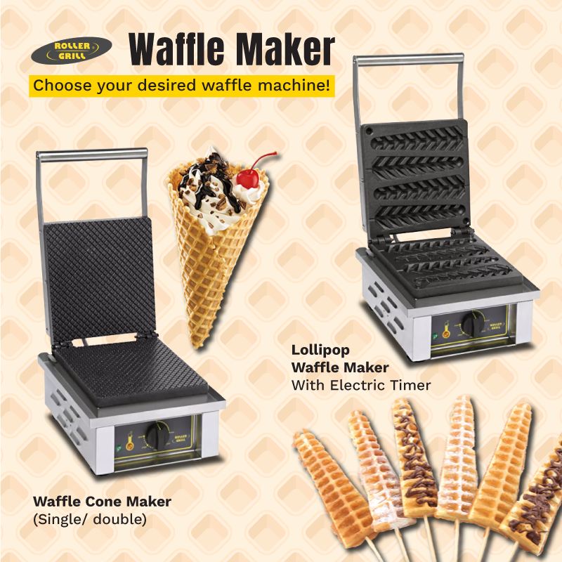Ice Cream Cone / Lolly Stick Waffle Makers - Roller Grill